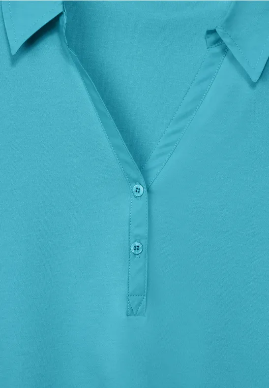 Basic Poloshirt in Unifarbe pool aqua blue