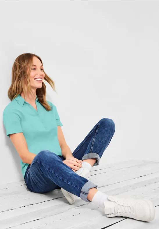 Basic Poloshirt in Unifarbe cool mint green