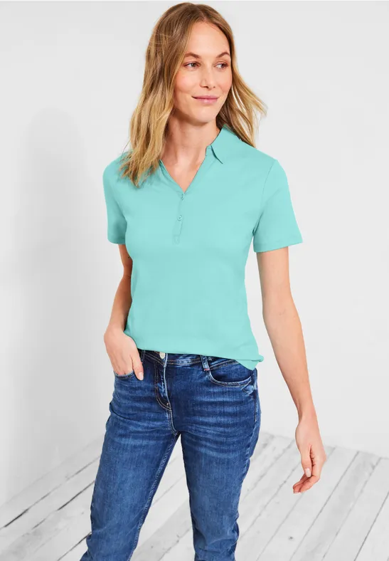 Basic Poloshirt in Unifarbe cool mint green