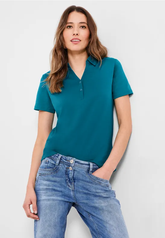Polo basique de couleur unie nocturnal aqua blue