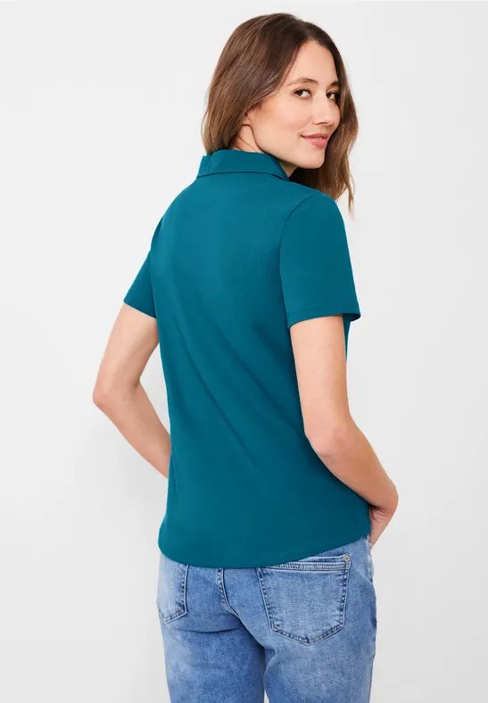 Polo basique de couleur unie nocturnal aqua blue