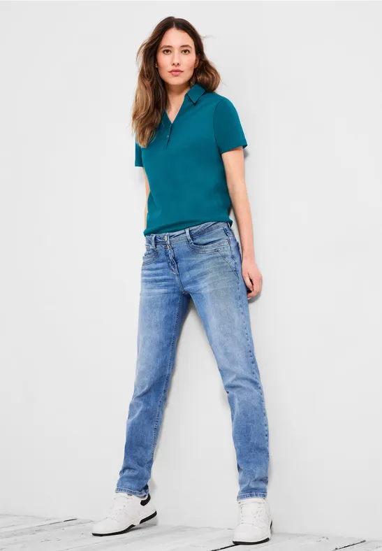 Polo basique de couleur unie nocturnal aqua blue