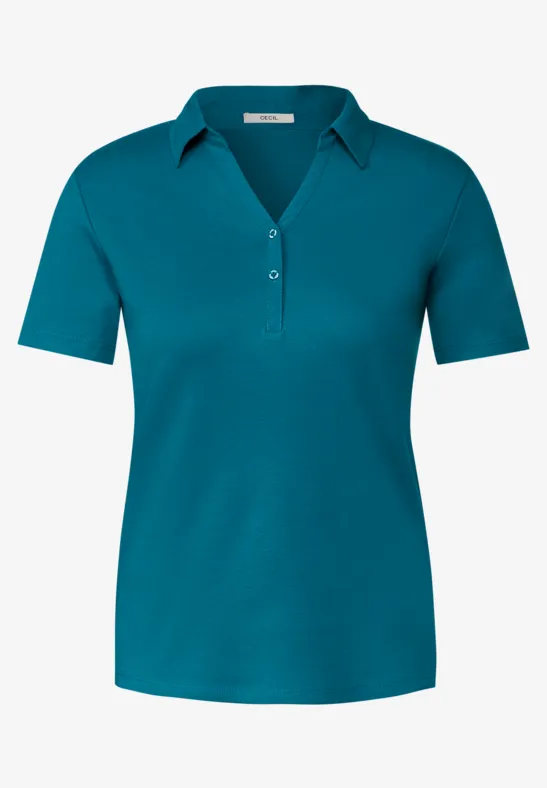 Polo basique de couleur unie nocturnal aqua blue