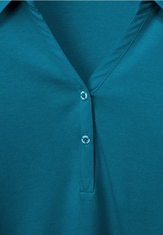Polo basique de couleur unie nocturnal aqua blue
