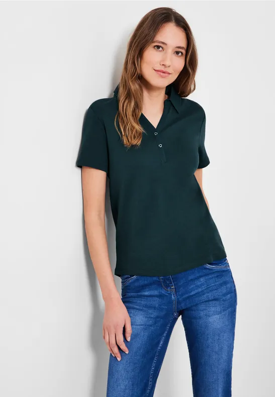 Polo basique de couleur unie cypress green