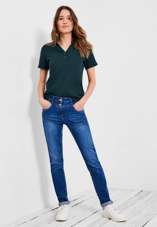 Polo basique de couleur unie cypress green