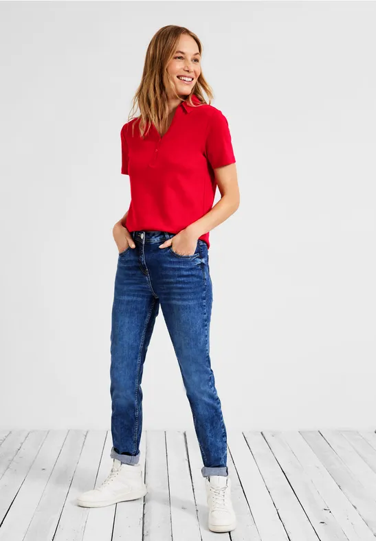 Polo basique de couleur unie fruity red
