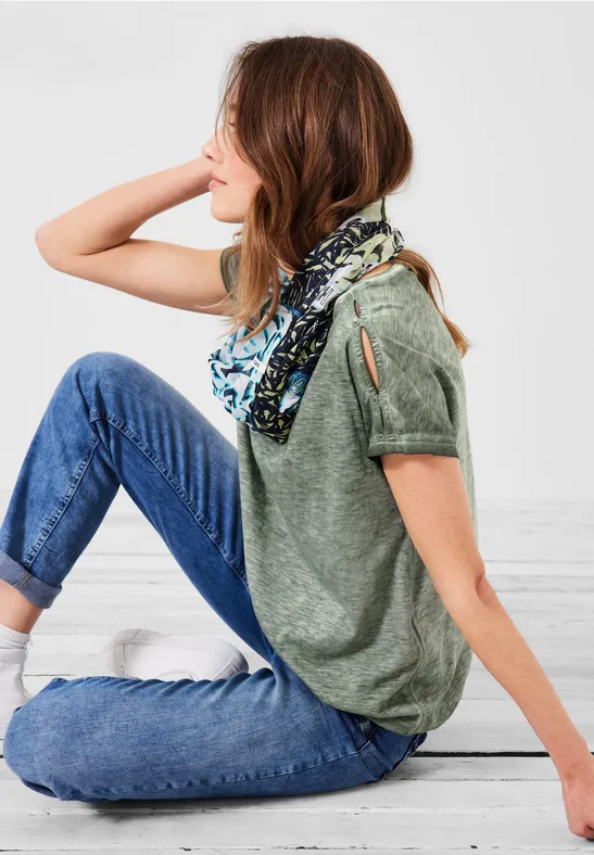 T-shirt met knoopontwerp desert olive green