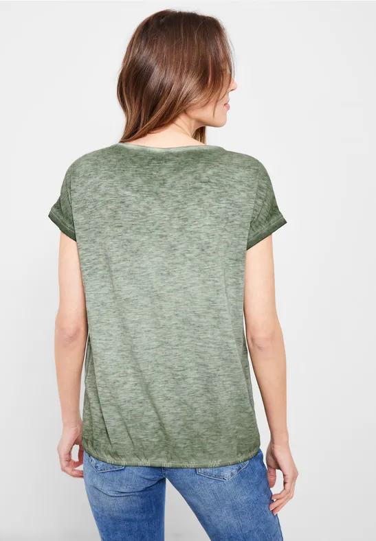 T-shirt met knoopontwerp desert olive green