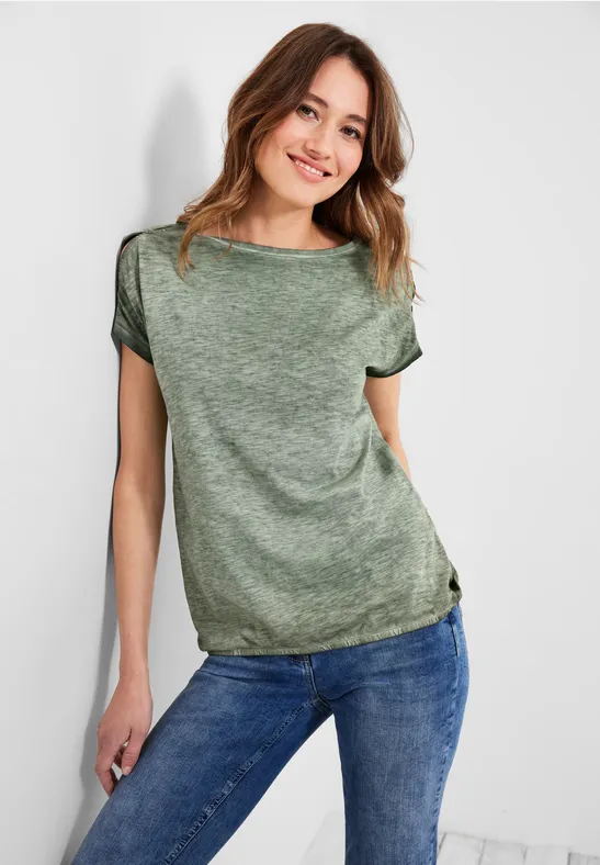 T-shirt met knoopontwerp desert olive green