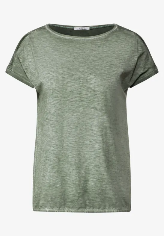 T-shirt met knoopontwerp desert olive green