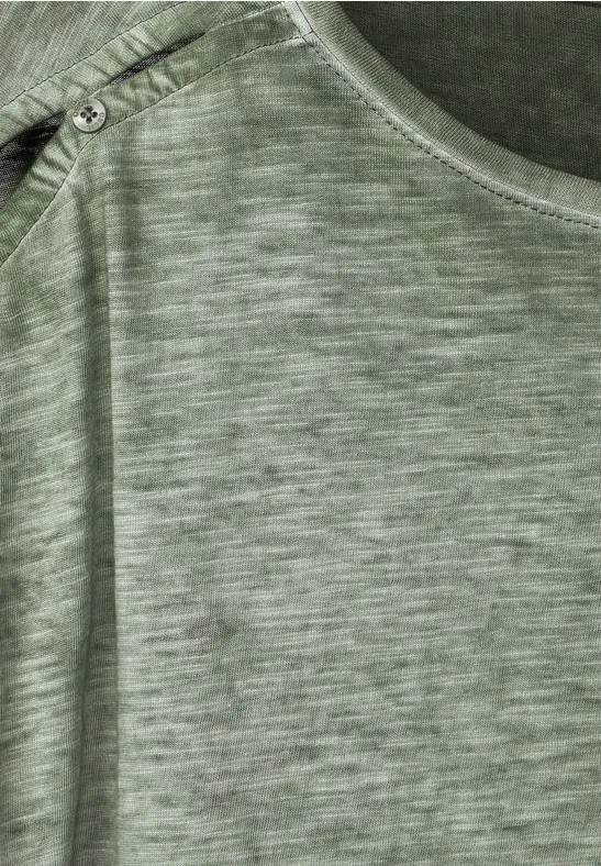 T-shirt met knoopontwerp desert olive green