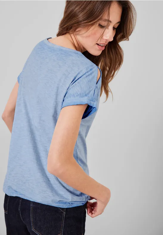 T-shirt met knoopontwerp campanula blue