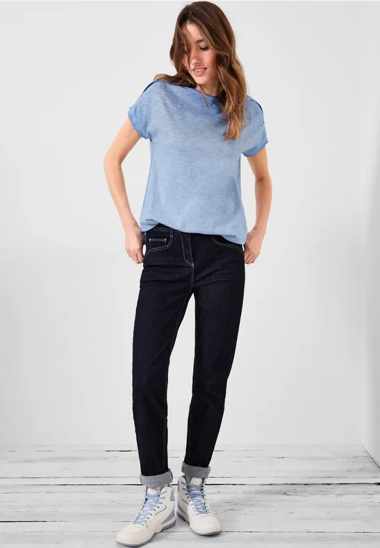 T-shirt met knoopontwerp campanula blue