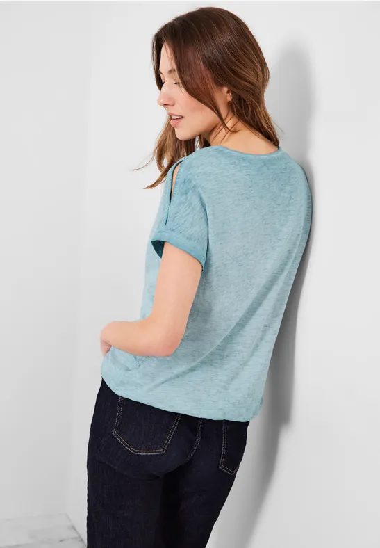 T-shirt met knoopontwerp pool aqua blue