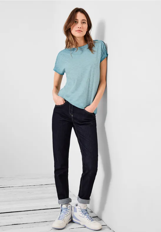 T-shirt met knoopontwerp pool aqua blue
