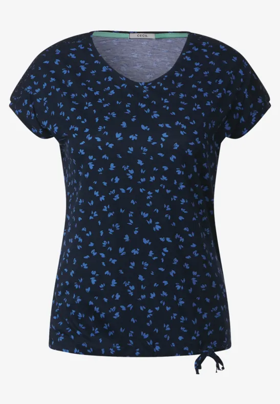 T-shirt met gesmokte details deep blue