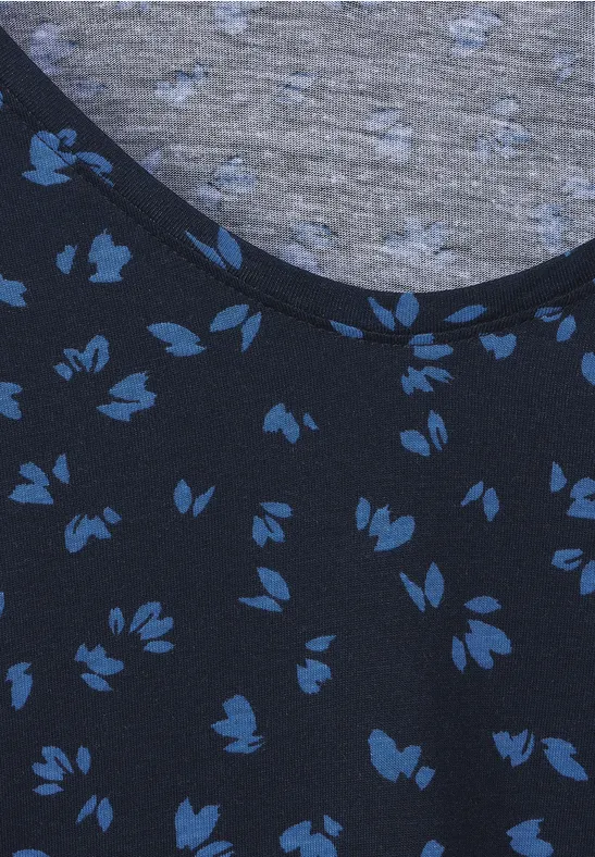 T-shirt met gesmokte details deep blue