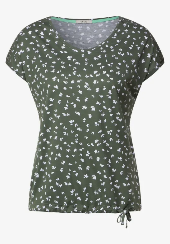 T-Shirt mit Smokdetails desert olive green