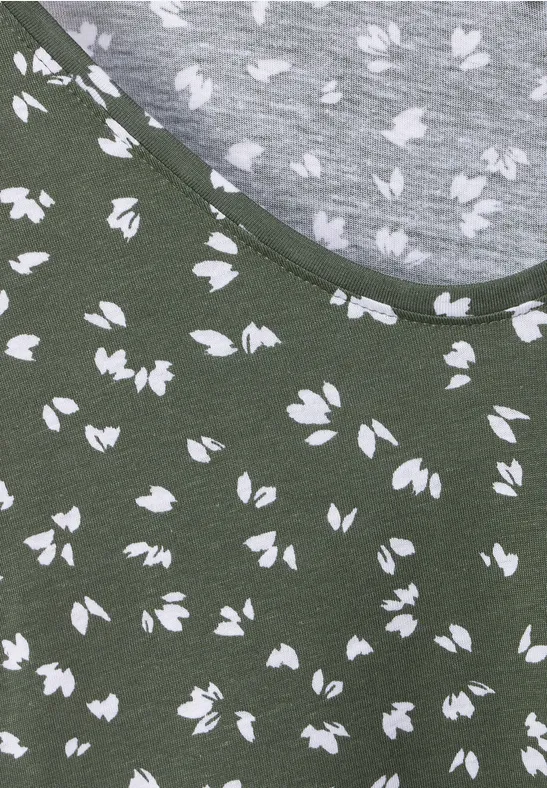 T-Shirt mit Smokdetails desert olive green