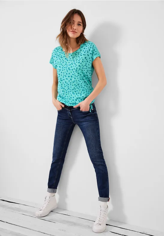 T-Shirt mit Smokdetails cool mint green