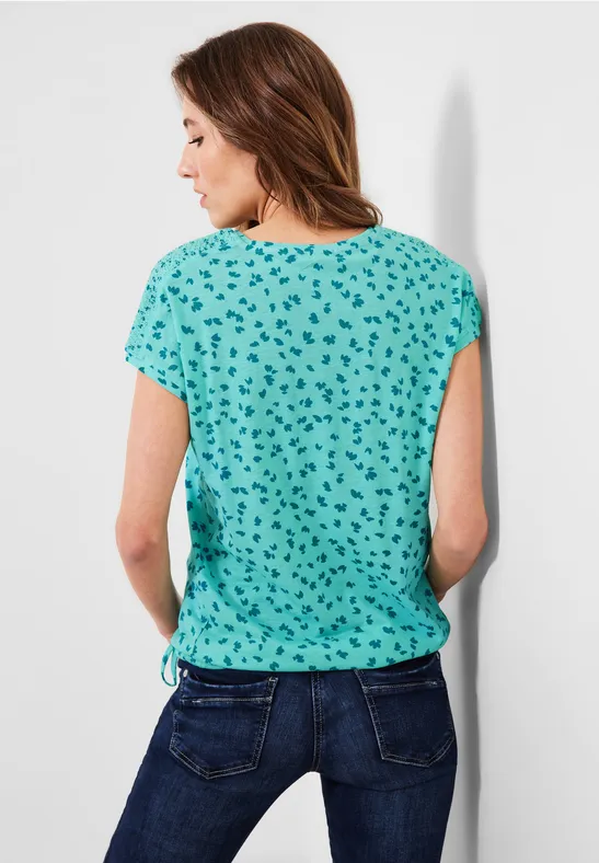 T-Shirt mit Smokdetails cool mint green