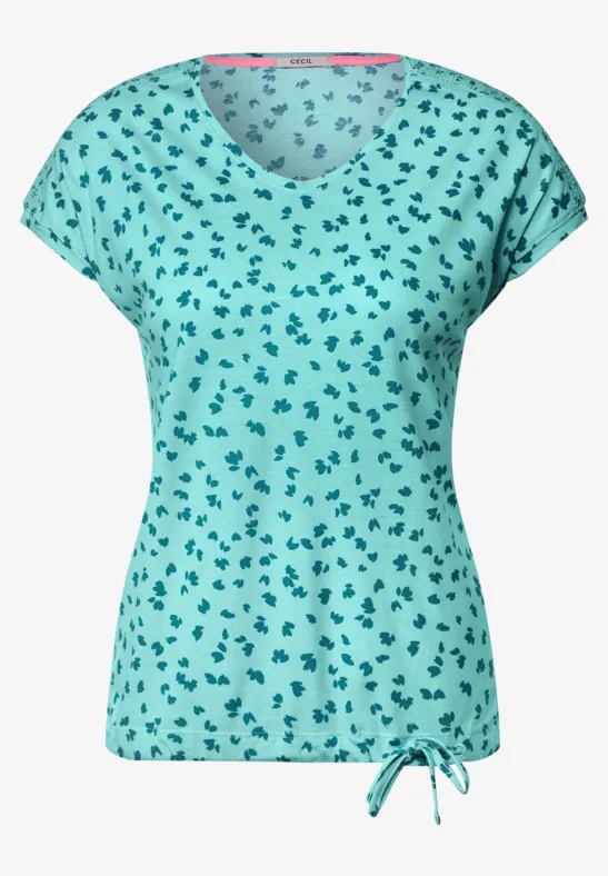 T-Shirt mit Smokdetails cool mint green