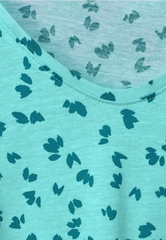 T-Shirt mit Smokdetails cool mint green