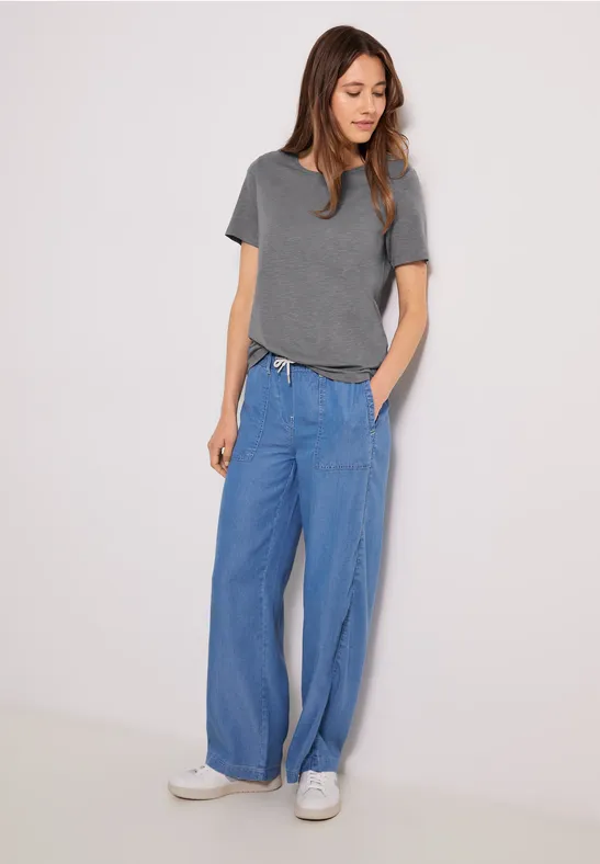 T-shirt in effen kleur graphite light grey