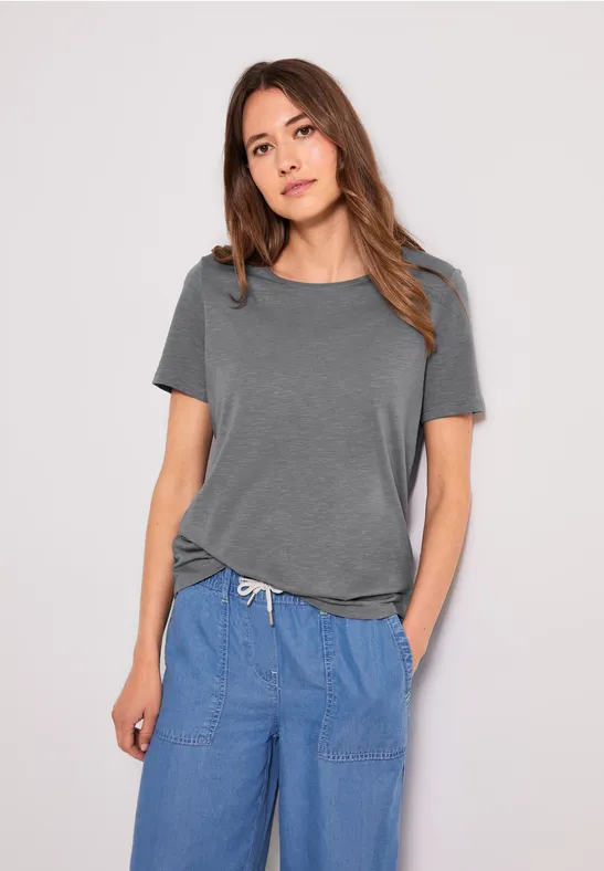 T-shirt in effen kleur graphite light grey