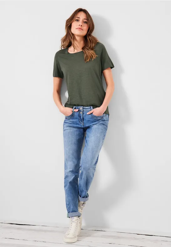 T-shirt in effen kleur desert olive green
