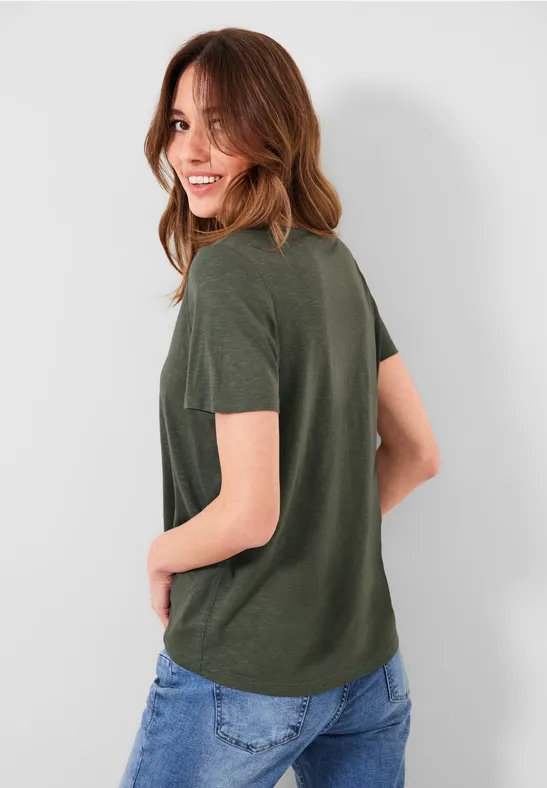 T-shirt in effen kleur desert olive green