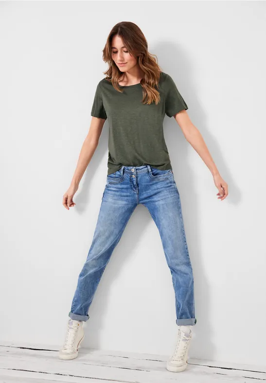 T-shirt in effen kleur desert olive green
