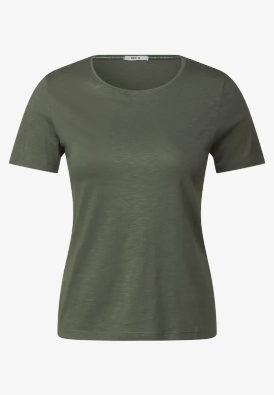 T-shirt in effen kleur desert olive green
