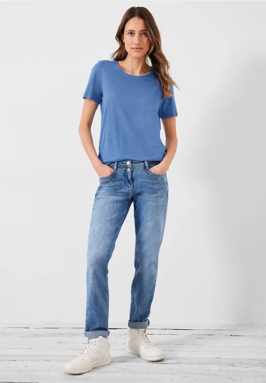 T-Shirt in Unifarbe campanula blue