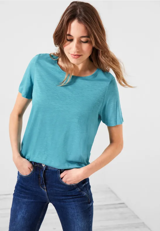 T-shirt in effen kleur pool aqua blue