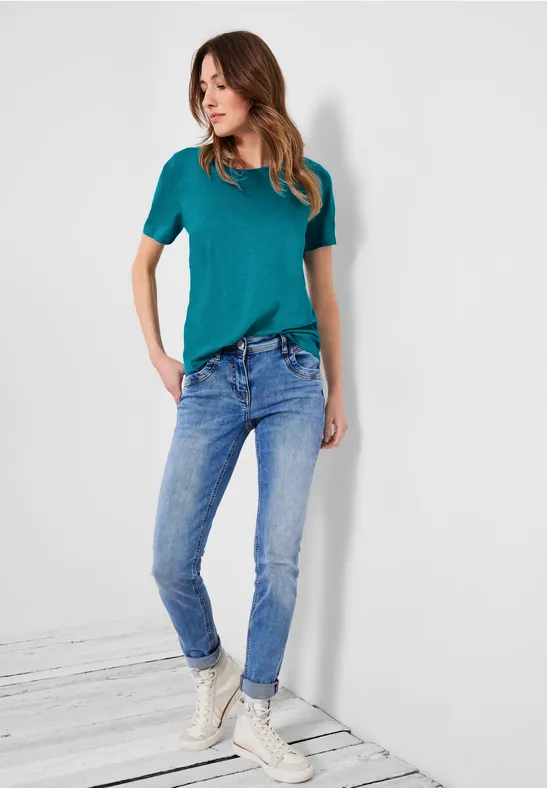 T-shirt in effen kleur nocturnal aqua blue