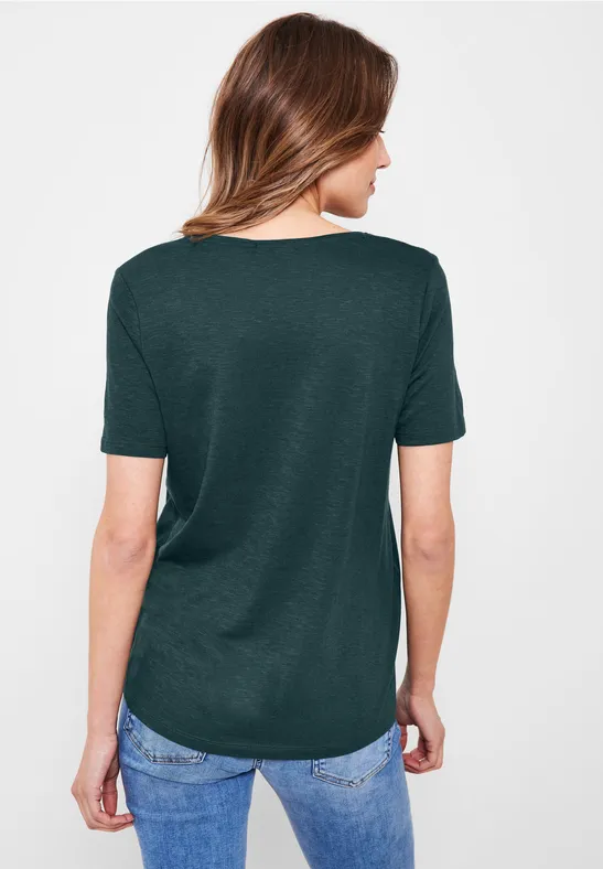 T-shirt in effen kleur cypress green