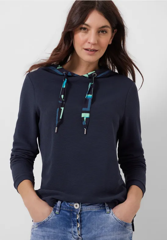 Ottomanshirt met capuchon deep blue