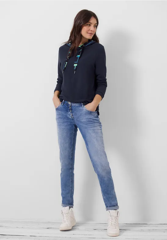Ottomanshirt met capuchon deep blue
