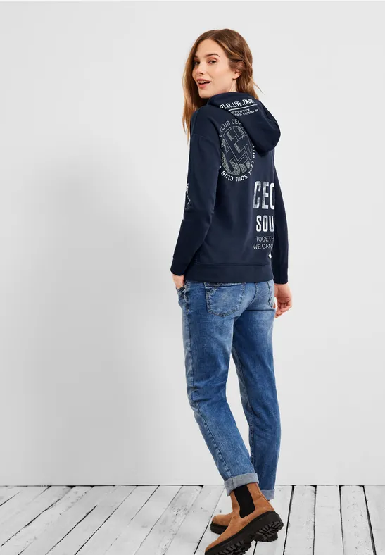 Big wording hoodie shirt deep blue