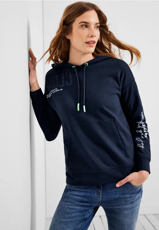 Big wording hoodie shirt deep blue