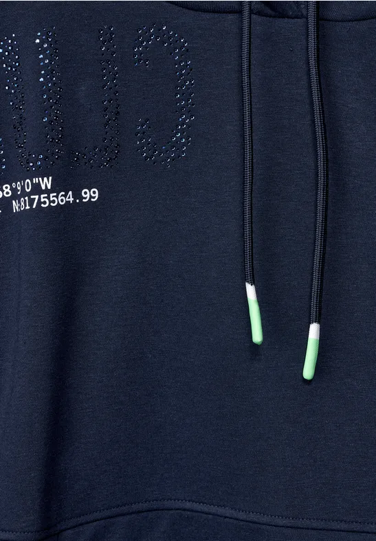 Big wording hoodie shirt deep blue