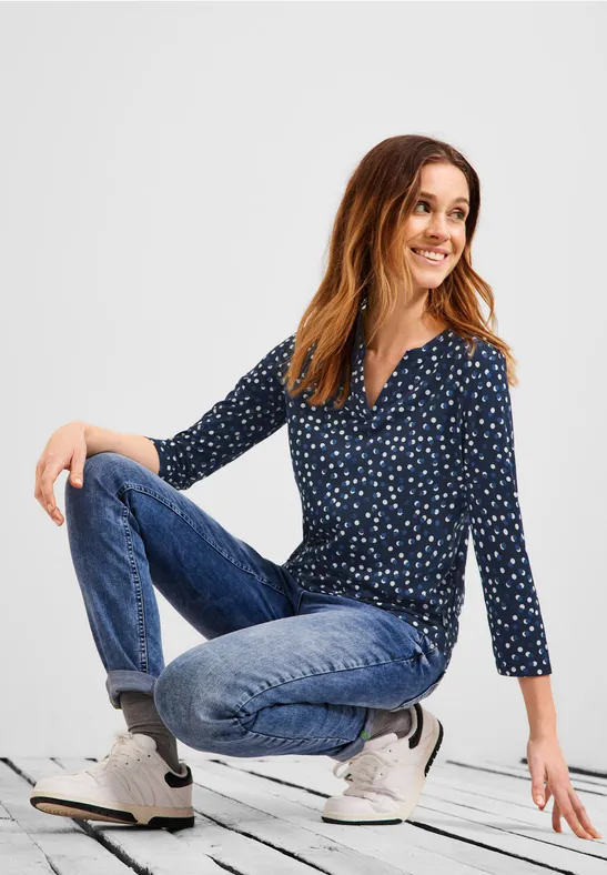 TOS Small Dot AOP Tunic deep blue