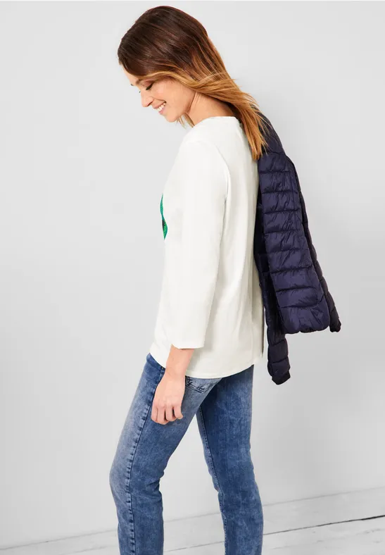 Shirt met 3/4-mouwen vanilla white