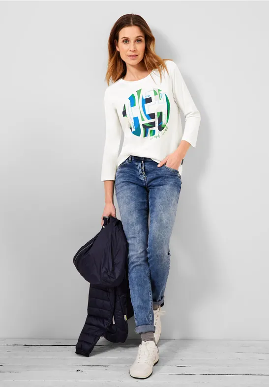 Shirt met 3/4-mouwen vanilla white