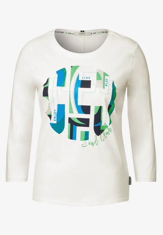 Shirt met 3/4-mouwen vanilla white