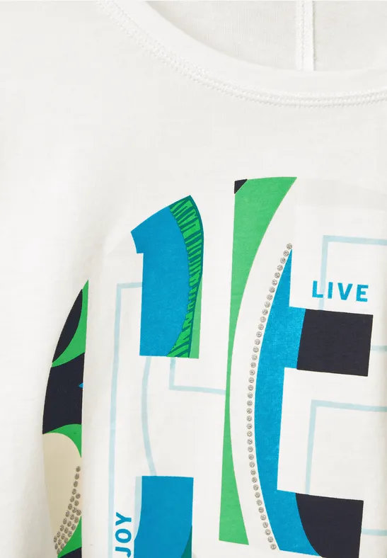 Shirt met 3/4-mouwen vanilla white