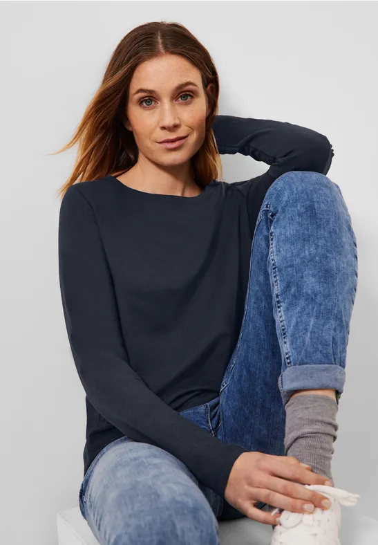 Shirt in effen kleur deep blue