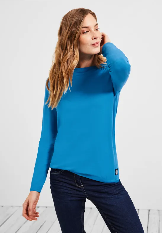 Shirt in effen kleur club blue